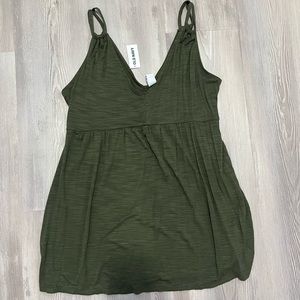 NWT old navy maternity army green baby doll tank top size medium